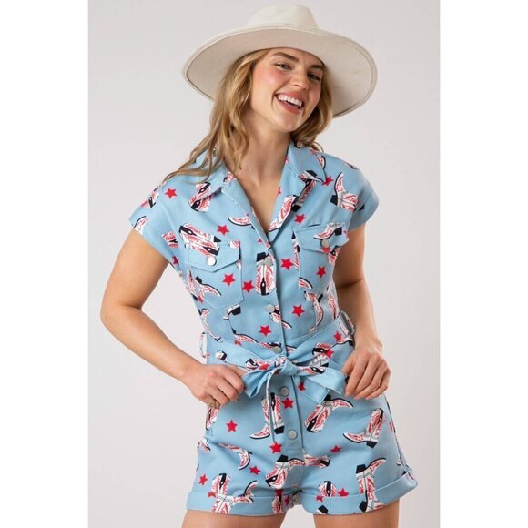 All Over Boots Print Romper - Picture 3 of 11